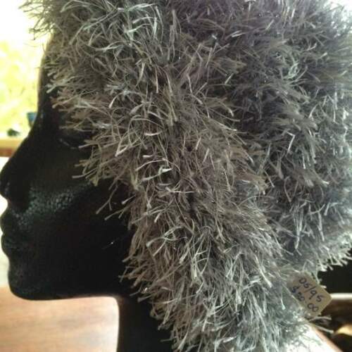 Hat, Knitted Grey Fluffy, Adult Size, Handmade, Brand New