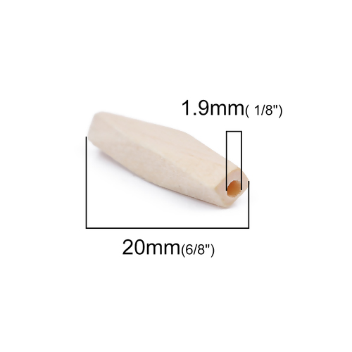 Wooden Beads, Faceted Irregular, 20mm x 6mm, 10pcs