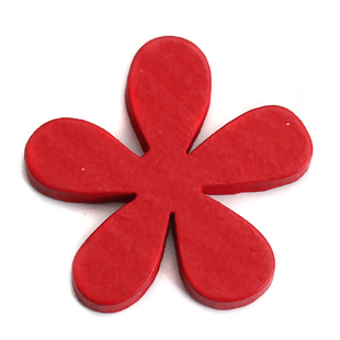 Wooden Flower Red 35mm x 33mm, 5 PCs