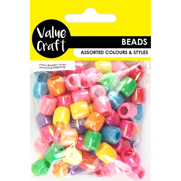 Pony Beads Mix, 11mm, Assorted Ab Finish, 50 grams