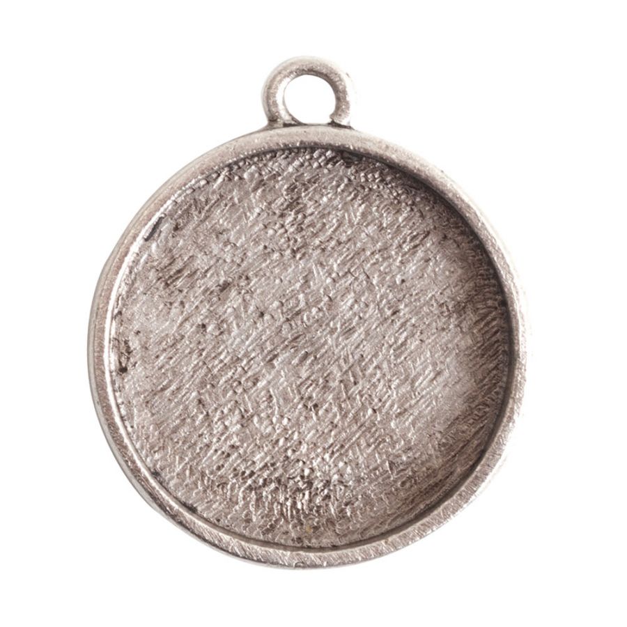 Medium Circle Embroidery Kit - contains - Antique Silver pendant, tag and jumpring - 1 Set