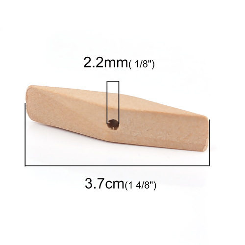 Wooden Beads, Rhombus, 37mm x 8mm, 20pcs