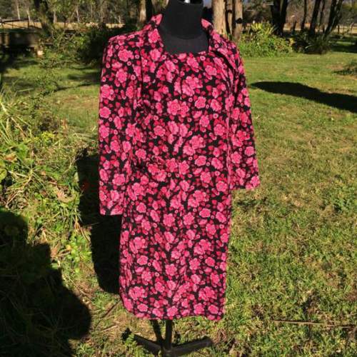 Dress Retro 70's - Handmade, pink flowers - Vintage - BRAND NEW