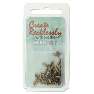 Eyelet Pack, Antique Brass 3/32" x 1/4in 48pcs - for leather jewellery making