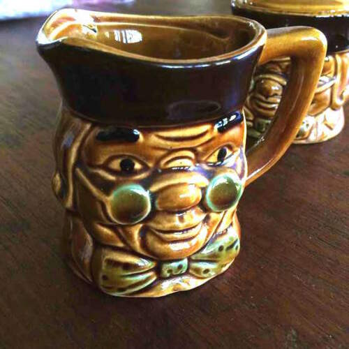 Milk Jug and Sugar bowl - Made in Japan - strange faces