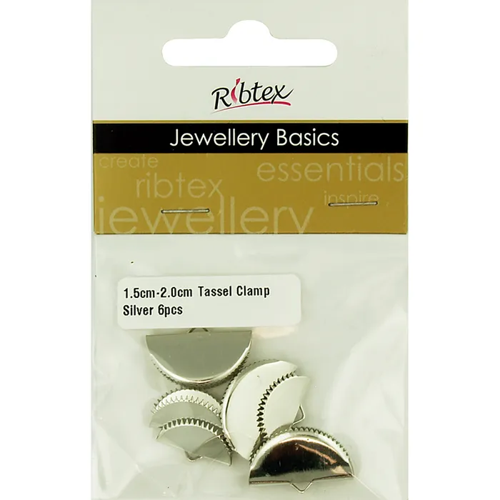 Tassel Clamps, Antique Silver, 1.5cm - 2cm, 6 pcs