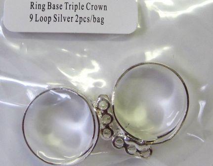 Silver Plate Adjustable Ring Frame base with 9 loops, 2pcs - Ribtex