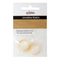 Gold Plate Adjustable Ring Frame base with 10 loops, 2pcs - Ribtex