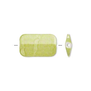 Bead, acrylic, white and green, 18x11mm ridged rectangle. 200pcs