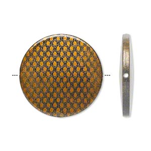 Acrylic Bead, Flat Round, Black Brown, 41mm, Snakeskin pattern, 5pcs