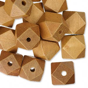 Wooden Beads Cube Faceted Tube, light brown, 20x20mm hand-cut. 25pcs