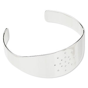 Silver Plated Brass, Bracelet Cuff, with 17 holes, 1pc