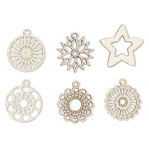 Laser cut assorted shapes, drops, 25mm-30.5x28mm double sided, 12pcs