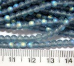 Czech beads round 4mm matt/ab montana blue, 15 inch strand