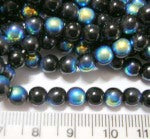 Czech Beads round 6mm ab/jet 11 inch strand (approx 50 beads)