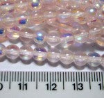 Czech beads round 6mm ab/rosaline 11 inch strd