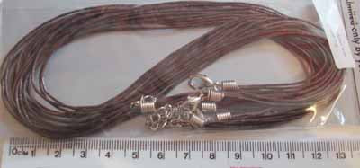 Waxed cord necklace 41cm brown 3pcs