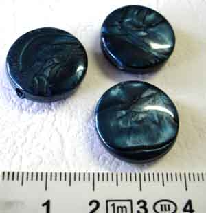 Lucite Disc Beads, Dark Blue Swirl, 1pc
