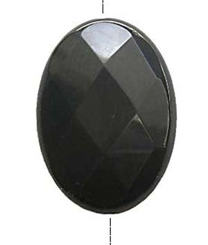 Black Onyx - faceted oval pendant (25x35mm) 1pc