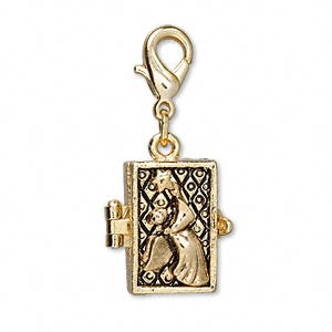 Gold-plated rectangular prayer box with angel, 18x12mm