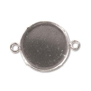 Silver Plate Disc Part 14mm Base 2 ring, Silver Plate, 10 pieces