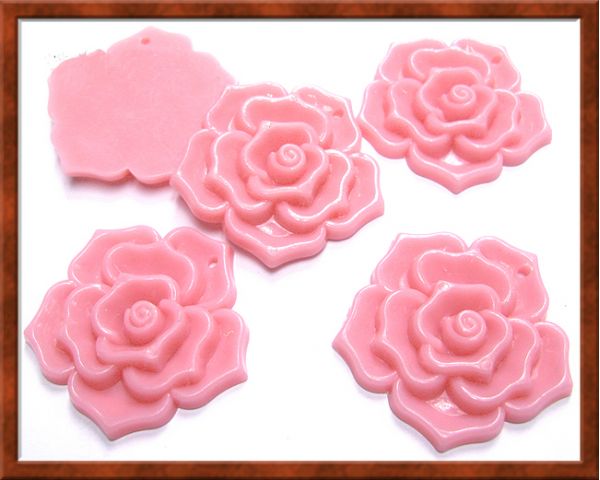 Acrylic Pendants, Rose, Pink , 46 x 7mm, 1pc