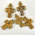 Gold Plate Cross Charm, 20mm, 6 pcs
