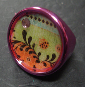 Acrylic Ring Frame, Pink, ring top is 30mm, face is 25mm 1pc