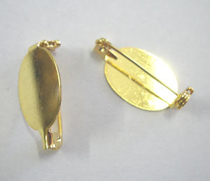 Gold Plate, Brooch, 25mm, with 15mm round pad, 5 pcs