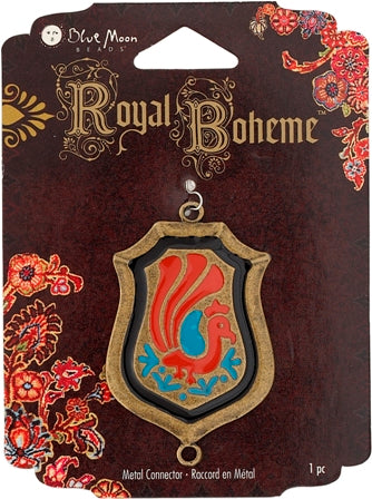 Royal Boheme - Oxidized Brass Royal Shield Metal Connector, 50x30mm 1pc