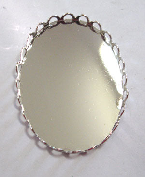 Antique Silver, Cameo Base Settings, scallop edge, 30 x 40mm, 3 pcs