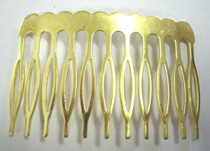 Hair Comb, Plate with 11 teeth, Raw Brass, 1 pc