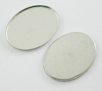 Antique Silver, Cabochon Setting, Oval, about 25.5mm long, 19mm wide, 2mm thick, 10pcs