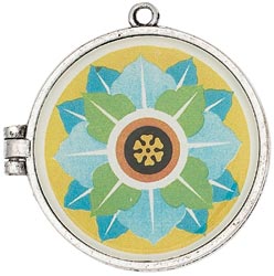 Bella Artiste Metal Locket Pendant, Flower, 47 x 45mm, 1pc