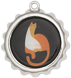 Blue Moon Bella Artiste Metal Pendant, Bottle top Cat, 1/Pkg, 50x55mm