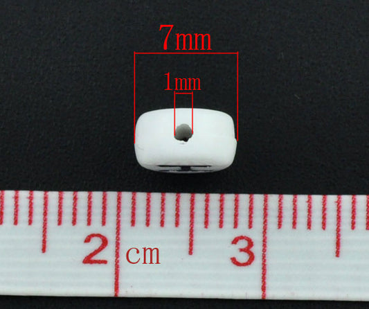 Acrylic White Alphabet/Letter "G" Coin Spacer Beads, 7mm, 10 pcs