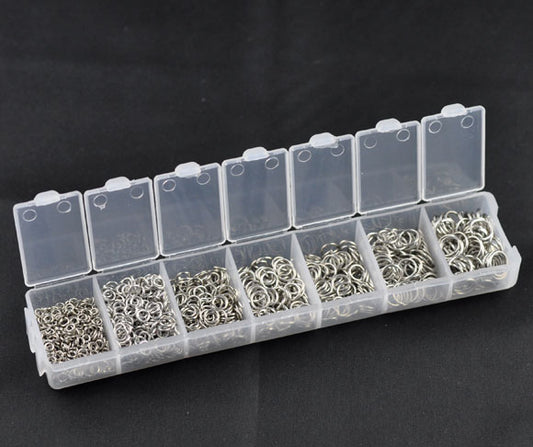 Jump Rings Kits, Antique Silver, Mixed Open 3mm-8mm, (1500 PCs Assorted)