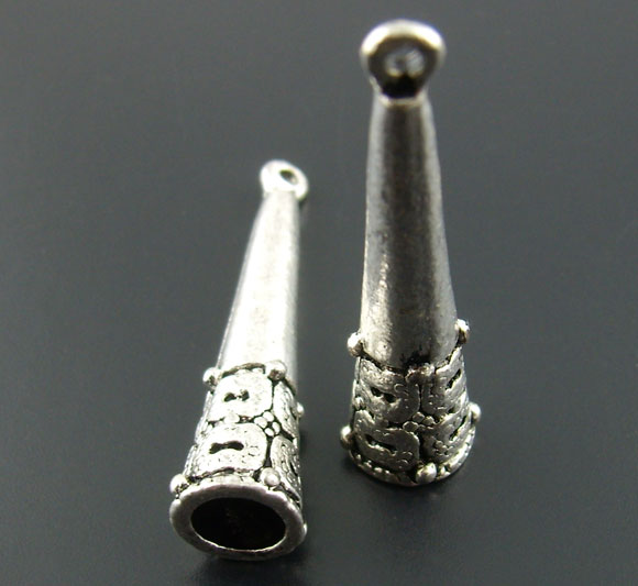 Antique Silver End Bead Caps 8x33mm ,10pcs