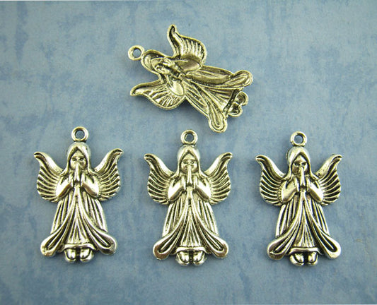 Antique Silver Angel Charm, 35x23mm, 20 pcs