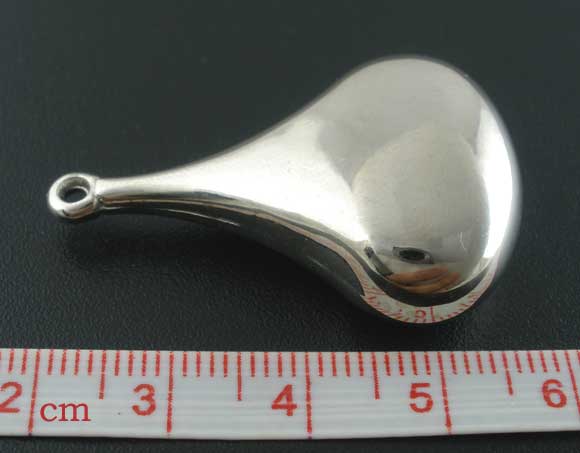 Antique Silver, Acrylic CCB, Teardrop Charms Pendants 37x23mm, 10pcs
