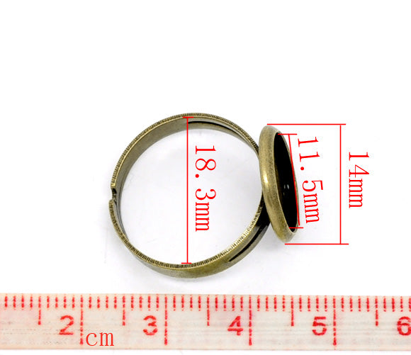 Ring Casing Bezel, Antique Bronze, 11.5mm dia, 20pcs