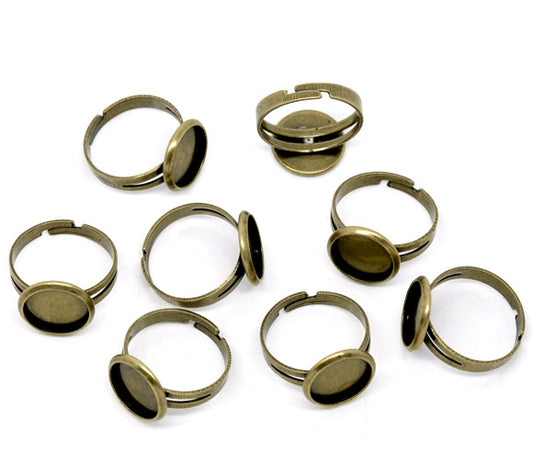 Ring Casing Bezel, Antique Bronze, 11.5mm dia, 20pcs