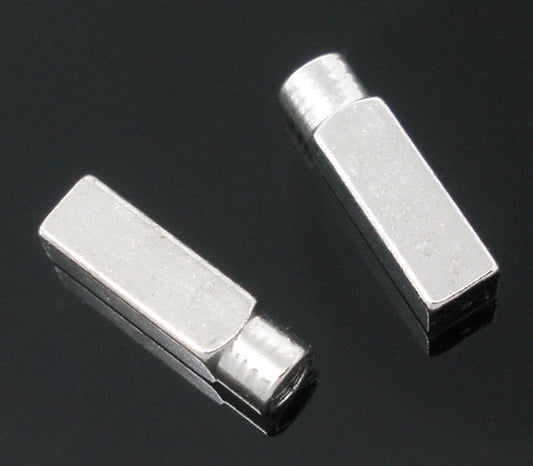 End tips for lariat bracelet, cube, copper, silver plated, 11x3mm. 20pcs