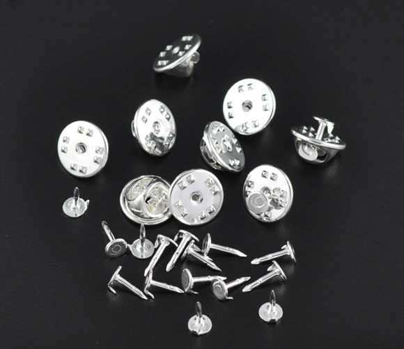 Silver Plated, Tie Tac Pad & Tie Squeeze Clutch, 11.5x6mm 4x1.2mm, 100 sets