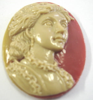 Resin, Lady, Tan and Rust 3D Cameo, 40 x 30mm, 1pc
