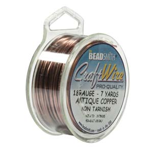 Beadsmith Craft Wire 18ga, Silver Plated Antique Copper, round, 7 yards