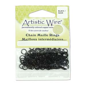 Artistic Wire Black Jump Rings 20 gauge, ID 4.37mm (11/64inch), 150pcs