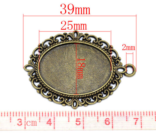 Antique Bronze Oval Frame Cameo Settings 39x29mm(Fit 25x18mm), 10pcs