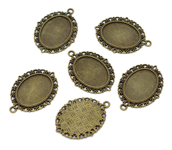 Antique Bronze Oval Frame Cameo Settings 39x29mm(Fit 25x18mm), 10pcs
