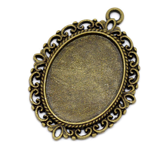 Antique Bronze Oval Frame Cameo Settings 39x29mm(Fit 25x18mm), 10pcs